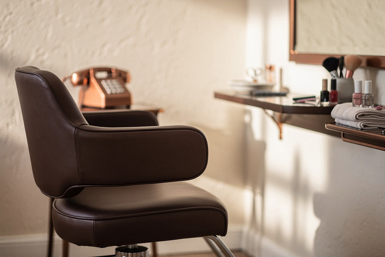 Copper Thimble Hair & Nail warm, welcoming salon interior in the Fan District, Richmond, VA, ready for walk-in hair and nail clients